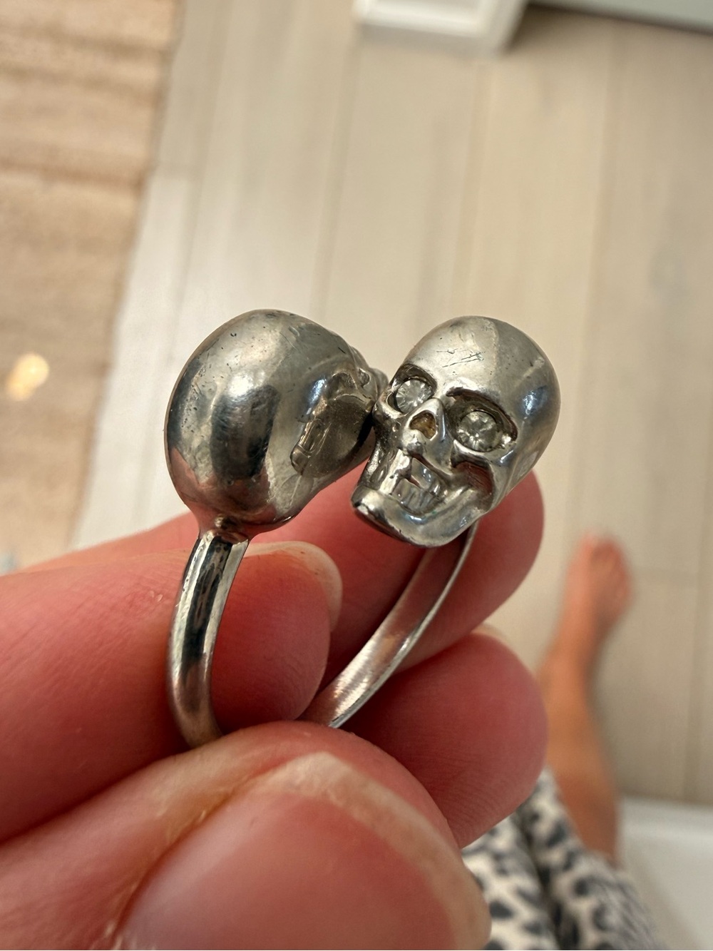 Alexander McQueen Silver Double Skull Ring